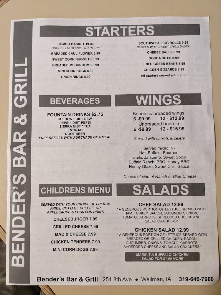 Bender's Bar & Grill Menu image 4